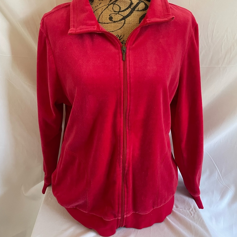 Hanes Red Velour Jacket size XL